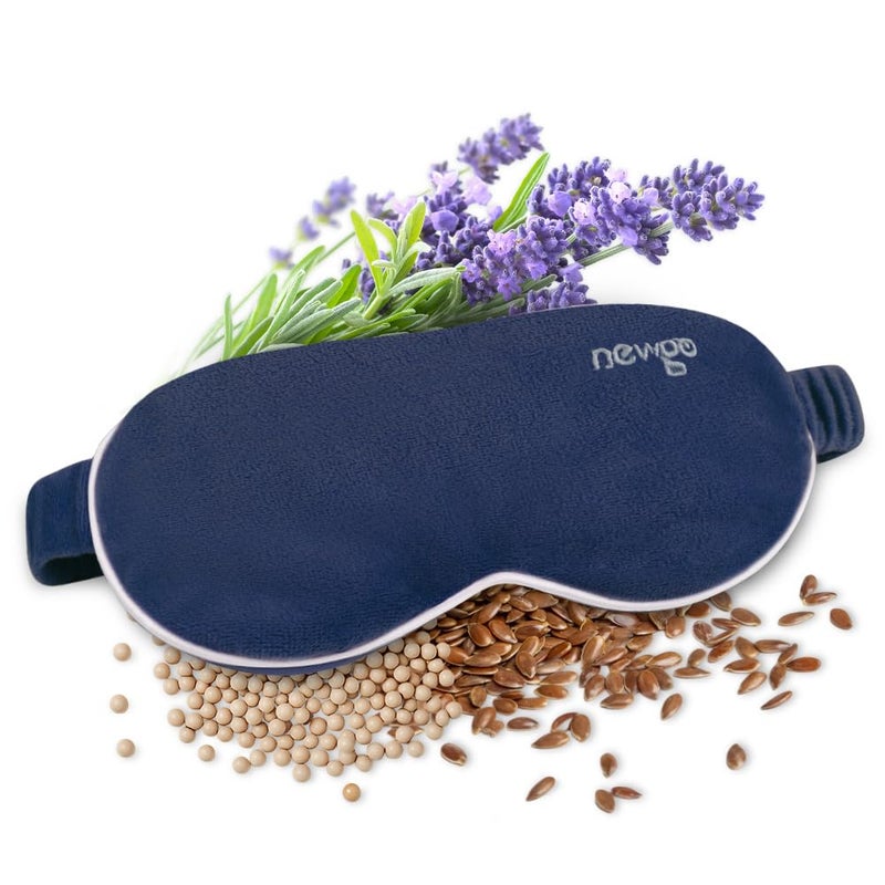 NEWGO Heated Compress Mask for Dry Eyes - Microwave Heat Therapy Pad for Blepharitis, Stye Treatment and Eye Fatigue Relief (Dark Blue)